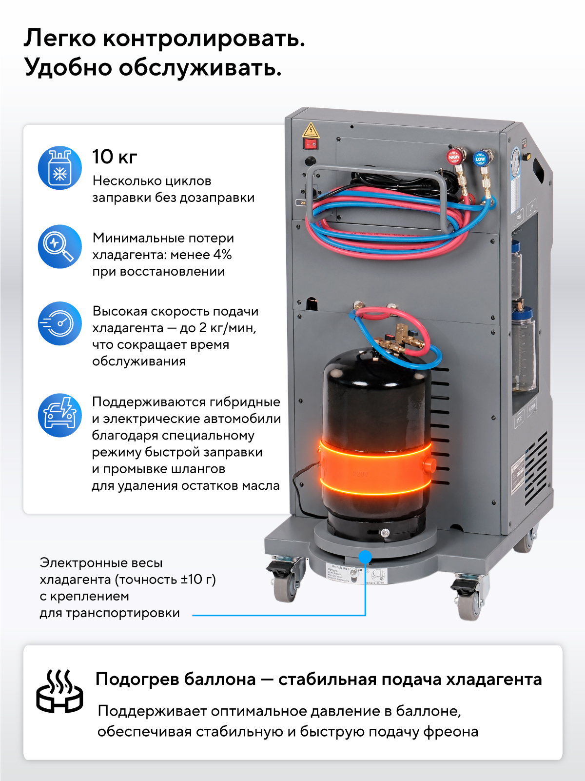 Установка полуавтомат для заправки автомобильных кондиционеров NORDBERG NF9E