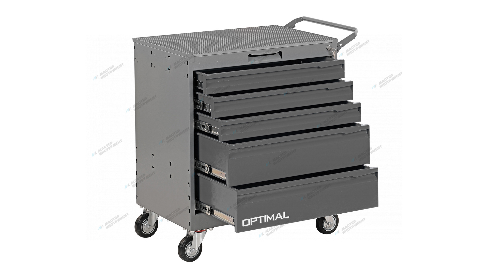 Тележка инструментальная, 5 выдвижных серых ящиков OPTIMAL NT225