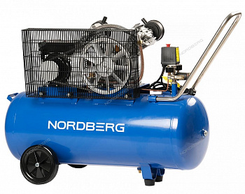 NORDBERG КОМПРЕССОР NCE100/360 2-х поршн., ременной, чугунная головка, 220В, ресив. 100л, 320л/мин