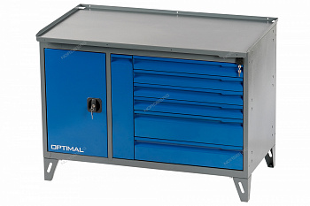 Верстак слесарный двухтумбовый, 7 синих ящиков OPTIMAL NW217 7012/5005