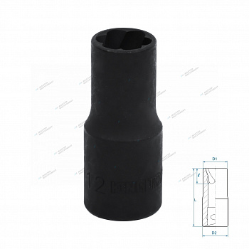 Головка для поврежденного крепежа 1/2"", 12 мм